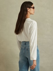 Reiss White Olive Cotton Henley Top - Image 4 of 6
