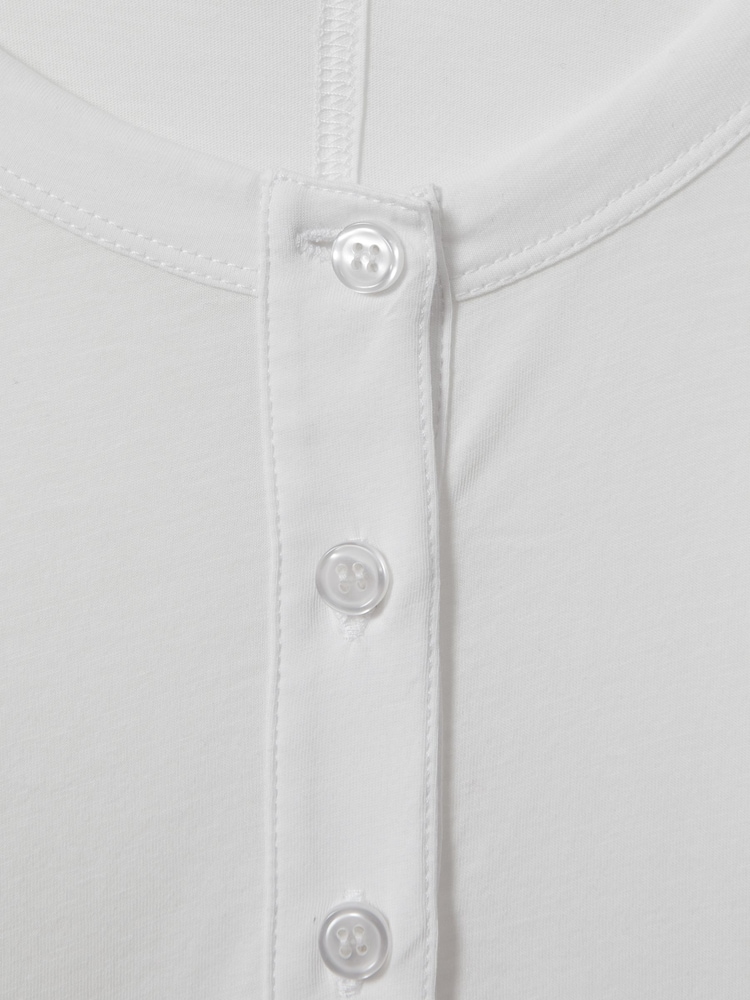 Reiss White Olive Cotton Henley Top - Image 6 of 6