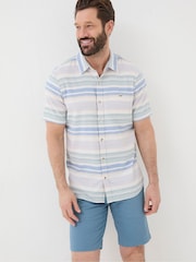 FatFace Purple Short Sleeve Trescott Stripe Shirt - Image 1 of 6