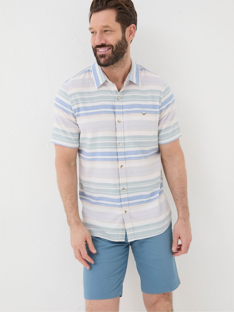 FatFace Purple Short Sleeve Trescott Stripe Shirt - Image 1 of 6