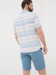 FatFace Purple Short Sleeve Trescott Stripe Shirt - Image 2 of 6