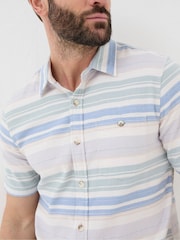 FatFace Purple Short Sleeve Trescott Stripe Shirt - Image 4 of 6