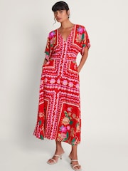 Monsoon Red Sandie Print Dress - Image 1 of 5