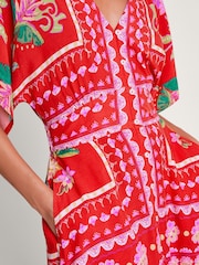 Monsoon Red Sandie Print Dress - Image 3 of 5