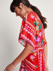 Monsoon Red Sandie Print Dress - Image 4 of 5