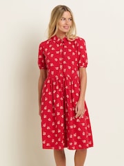Brakeburn Red 100% Cotton Marnie Shirt Dress - Image 1 of 4
