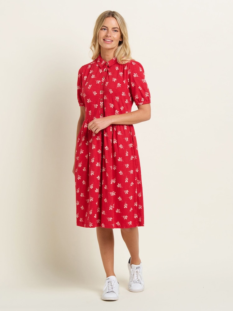 Brakeburn Red 100% Cotton Marnie Shirt Dress - Image 4 of 4