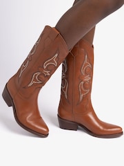 Penelope Chilvers Silvestre Stud Cowboy Brown Boots - Image 1 of 8