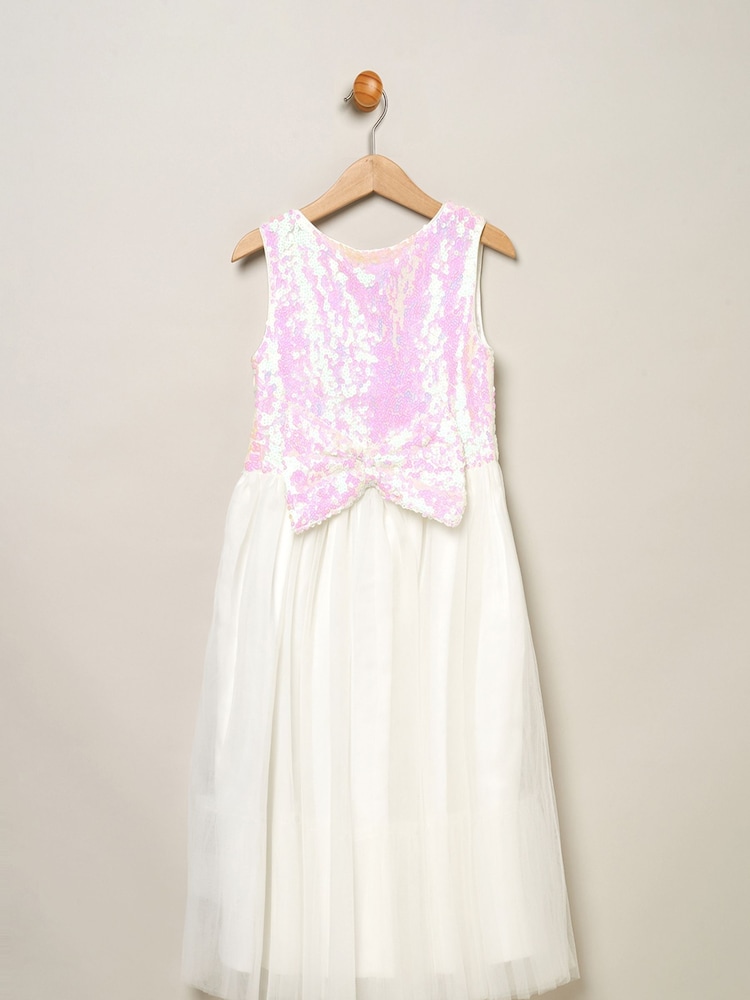 Miss Sequin Bow Tulle Skirt White Dress - Image 2 of 3