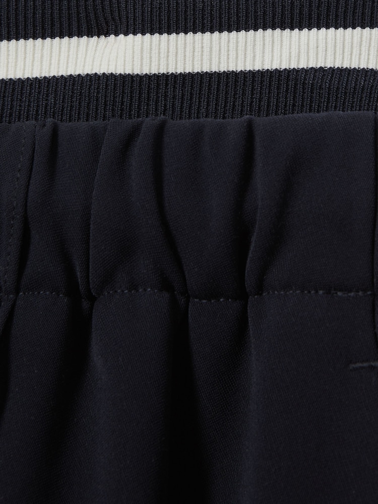 Reiss Navy Fleur Waistband Detail Wide Leg Trousers - Image 6 of 6