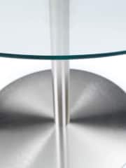 Julian Bowen Glass Chrome Milan Round Glass Brushed Steel Pedestal Table - Image 4 of 4