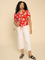 White Stuff Red Ferne Linen Blend Shirt - Image 1 of 4