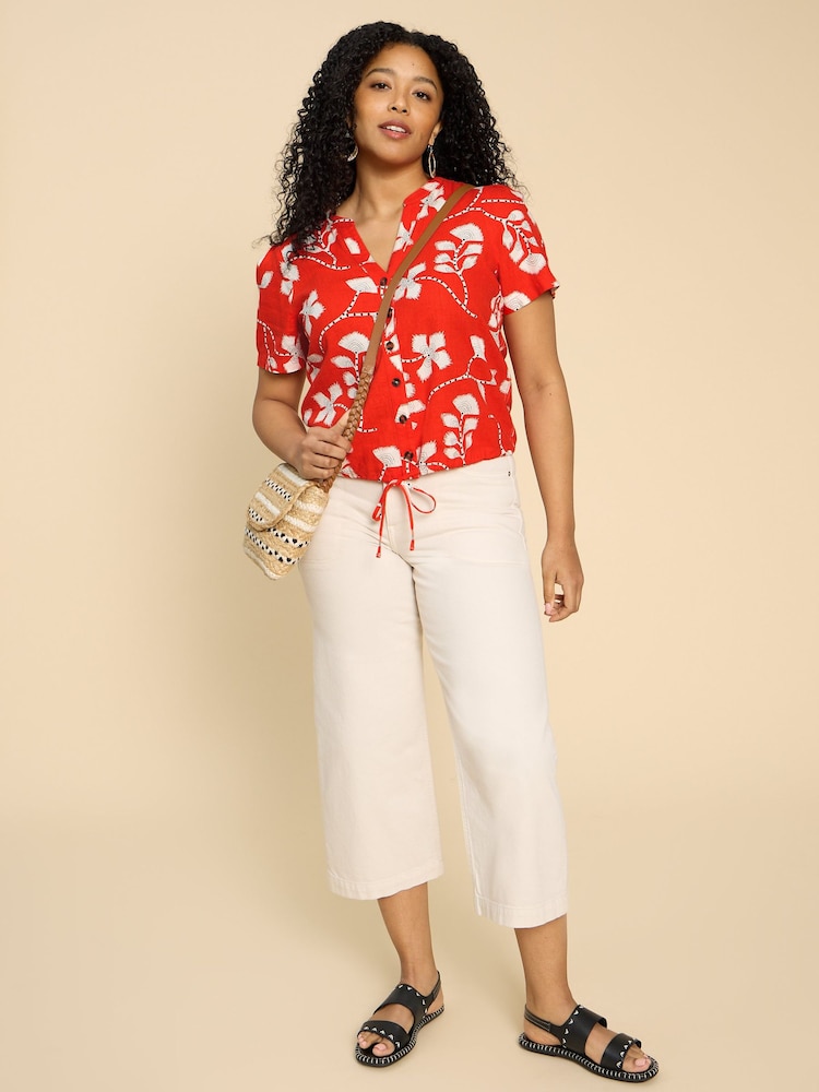 White Stuff Red Ferne Linen Blend Shirt - Image 1 of 4