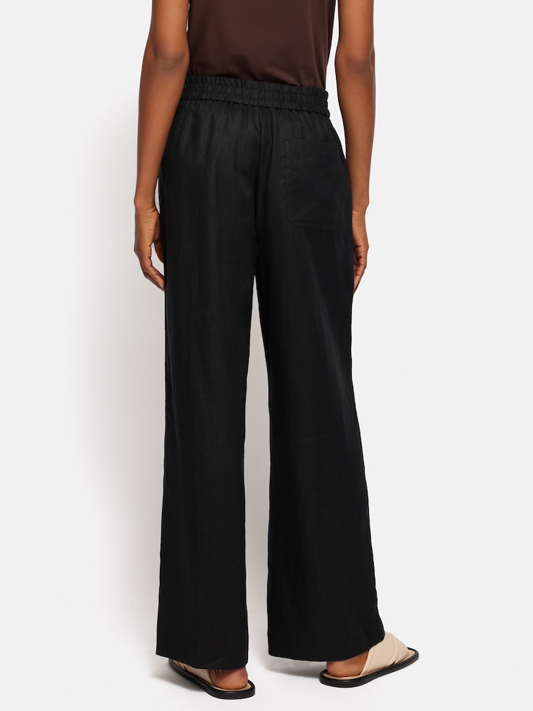 Jigsaw Black Dark Relaxed 100% Linen Trousers - Image 2 of 6