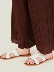 Accessorize White Wide Fit Cut Out Leather Sandals - Image 1 of 4