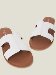 Accessorize White Wide Fit Cut Out Leather Sandals - Image 4 of 4