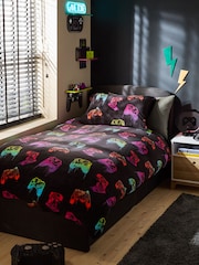 Black Drippy Gamer Super Soft Reversible Fleece Duvet Cover and Pillowcase Set - Image 1 of 5
