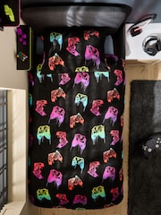 Black Drippy Gamer Super Soft Reversible Fleece Duvet Cover and Pillowcase Set - Image 2 of 5