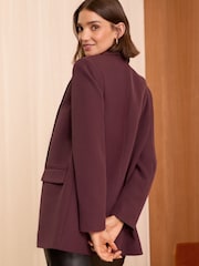 Love & Roses Burgundy Red Leopard Print Lined Blazer - Image 3 of 4
