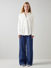 LK Bennett White 100% Cotton Beatrice Ceramic Button Shirt - Image 1 of 5