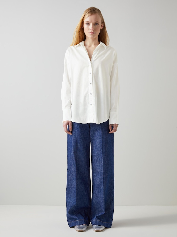LK Bennett White 100% Cotton Beatrice Ceramic Button Shirt - Image 1 of 5