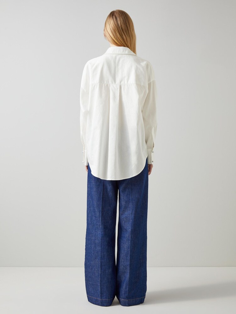 LK Bennett White 100% Cotton Beatrice Ceramic Button Shirt - Image 2 of 5