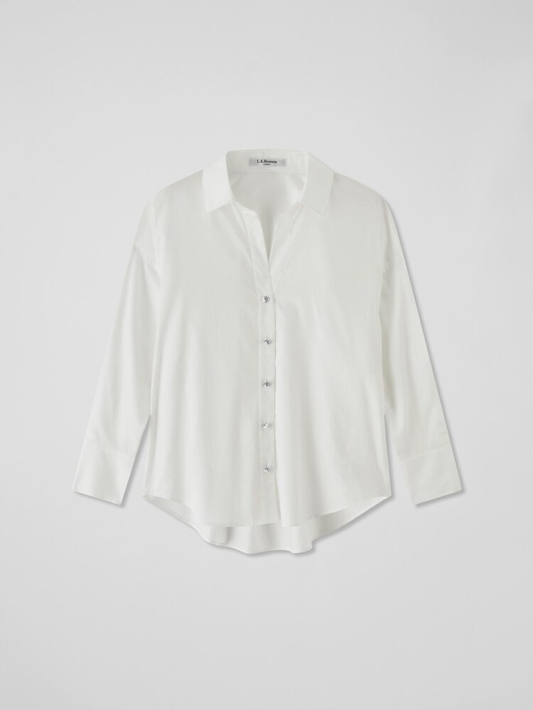 LK Bennett White 100% Cotton Beatrice Ceramic Button Shirt - Image 5 of 5