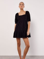 Apricot Black Broderie Anglaise Tiered Mini Dress - Image 1 of 4