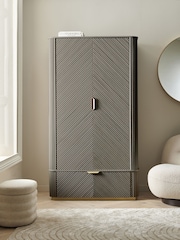 Dark Grey Valencia Marble Mango Wood Double, 1 Drawer Wardrobe - Image 1 of 9
