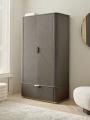 Dark Grey Valencia Marble Mango Wood Double, 1 Drawer Wardrobe - Image 2 of 9