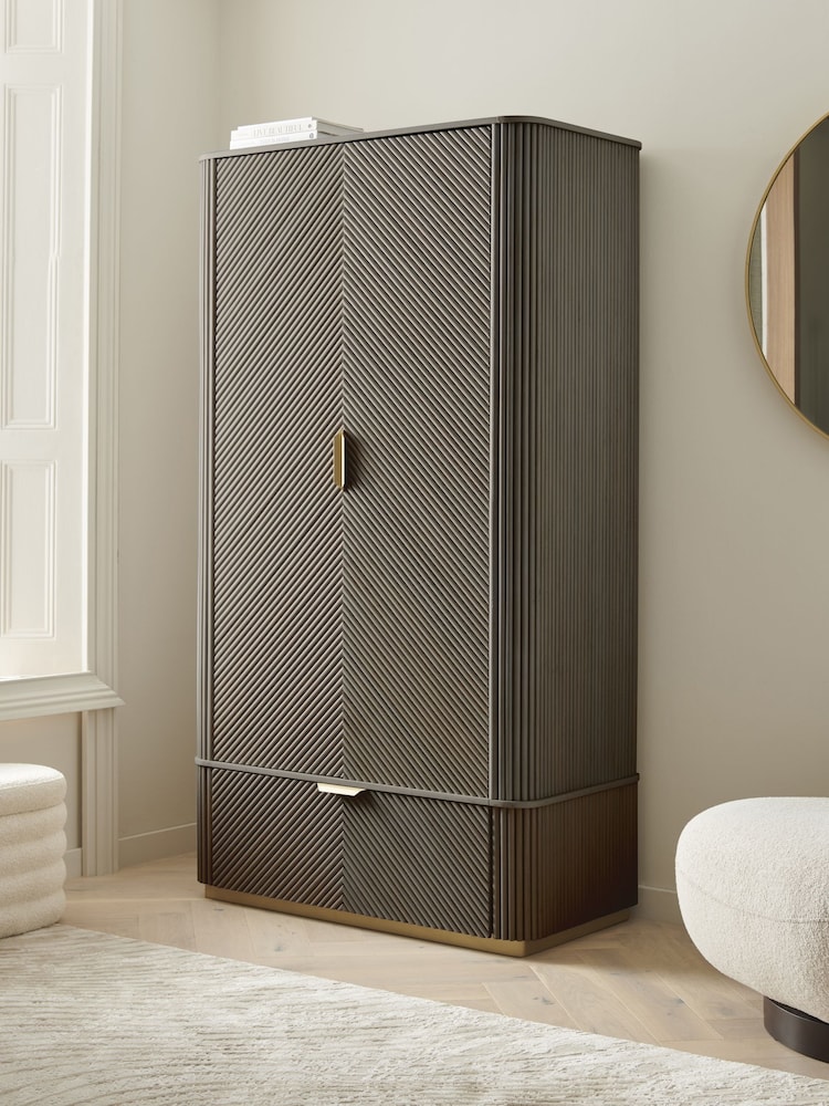 Dark Grey Valencia Marble Mango Wood Double, 1 Drawer Wardrobe - Image 2 of 9