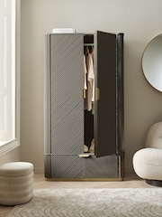 Dark Grey Valencia Marble Mango Wood Double, 1 Drawer Wardrobe - Image 3 of 9