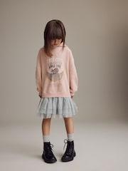 Pink Graphic 2-in-1 Long Sleeve Hooded Sweat Dress with Mesh Skirt (3-16yrs) - Image 2 of 9