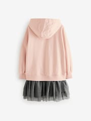Pink Graphic 2-in-1 Long Sleeve Hooded Sweat Dress with Mesh Skirt (3-16yrs) - Image 7 of 9