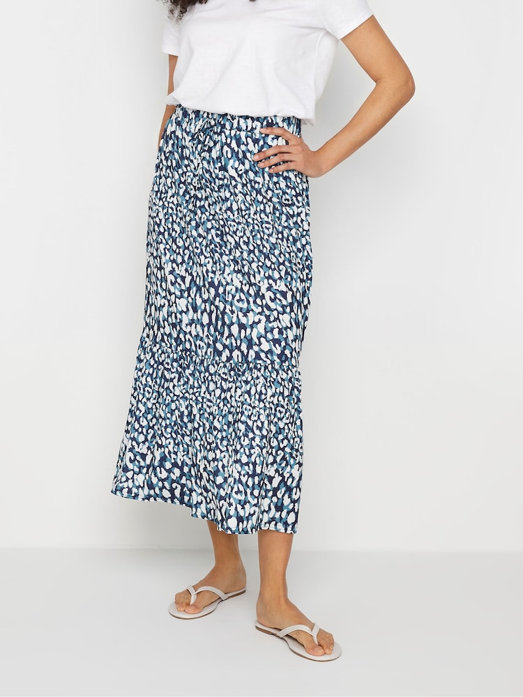 M&Co Printed Tiered Tie Waist Skirt - Image 1 of 5