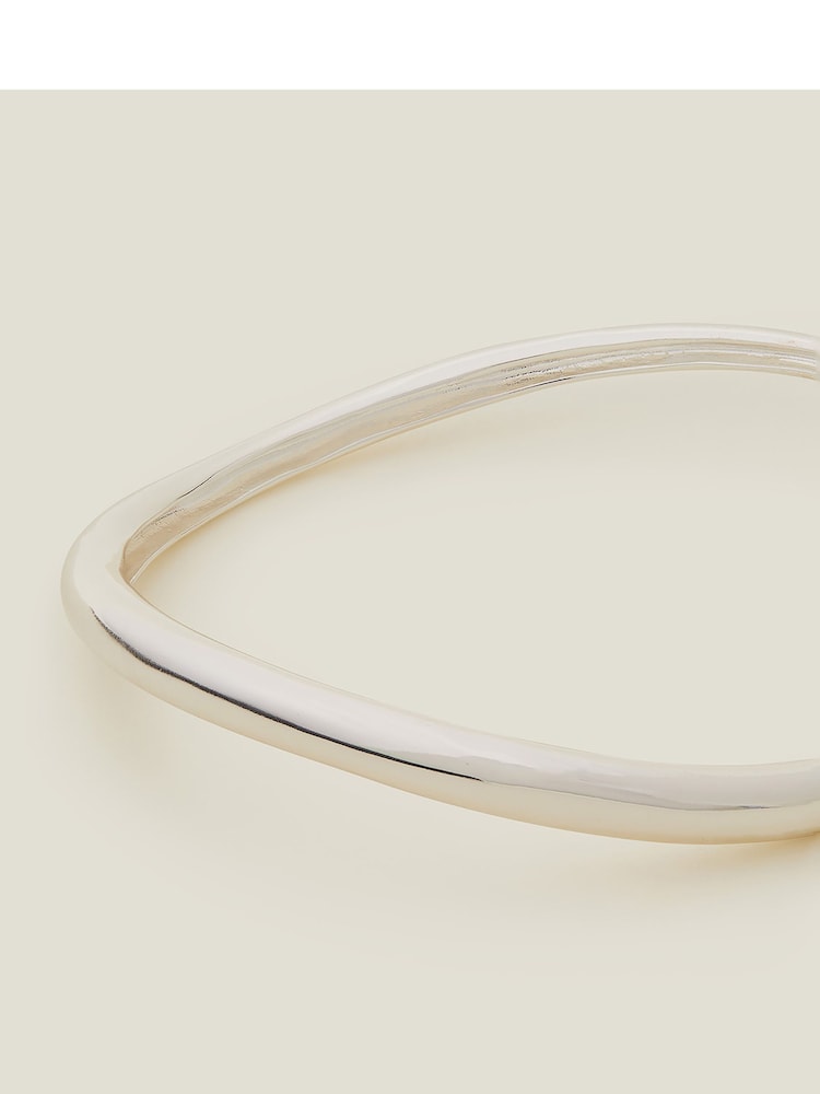 Accessorize Sterling Silver Molten Bangle Bracelet - Image 2 of 3