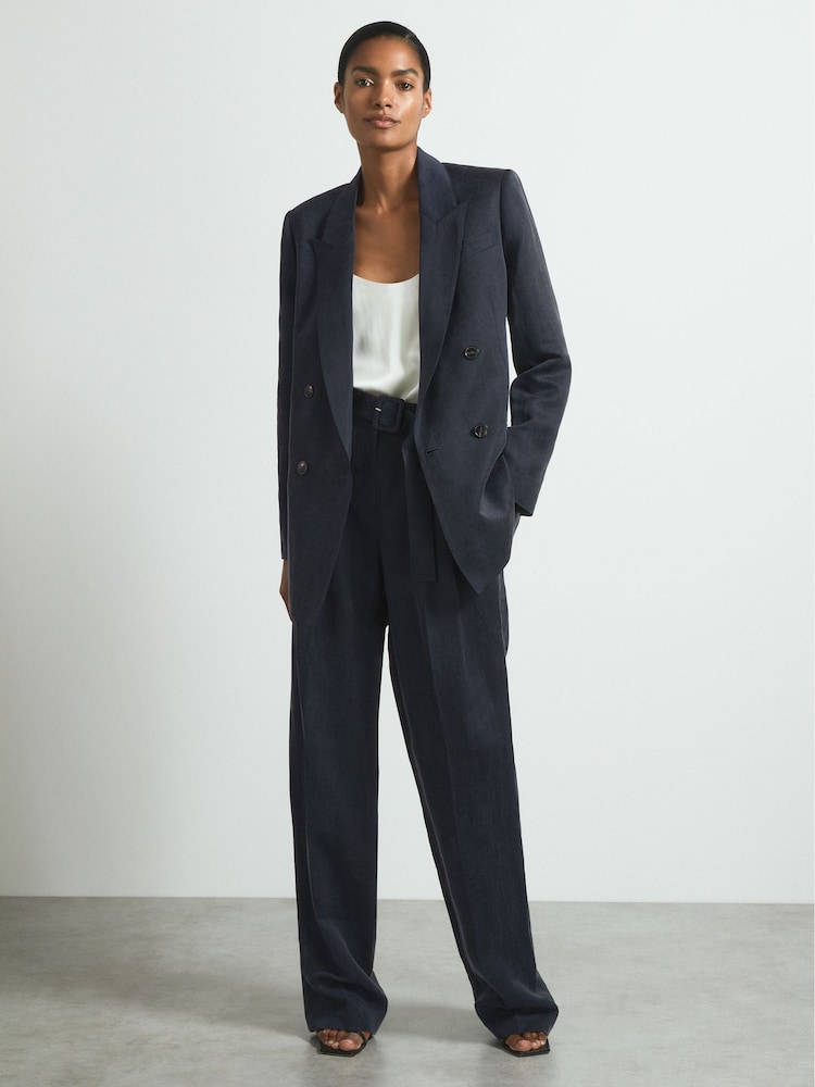 Reiss Olivia Cupro Pantalon de tailleur ceinturé - Image 4 of 5