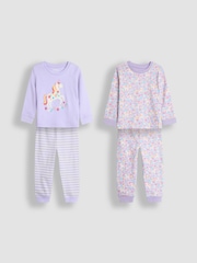 Jojo Maman Bébé Jersey-Pyjamas mit Einhorndesign im 2er-Pack - Bild 1 von 9