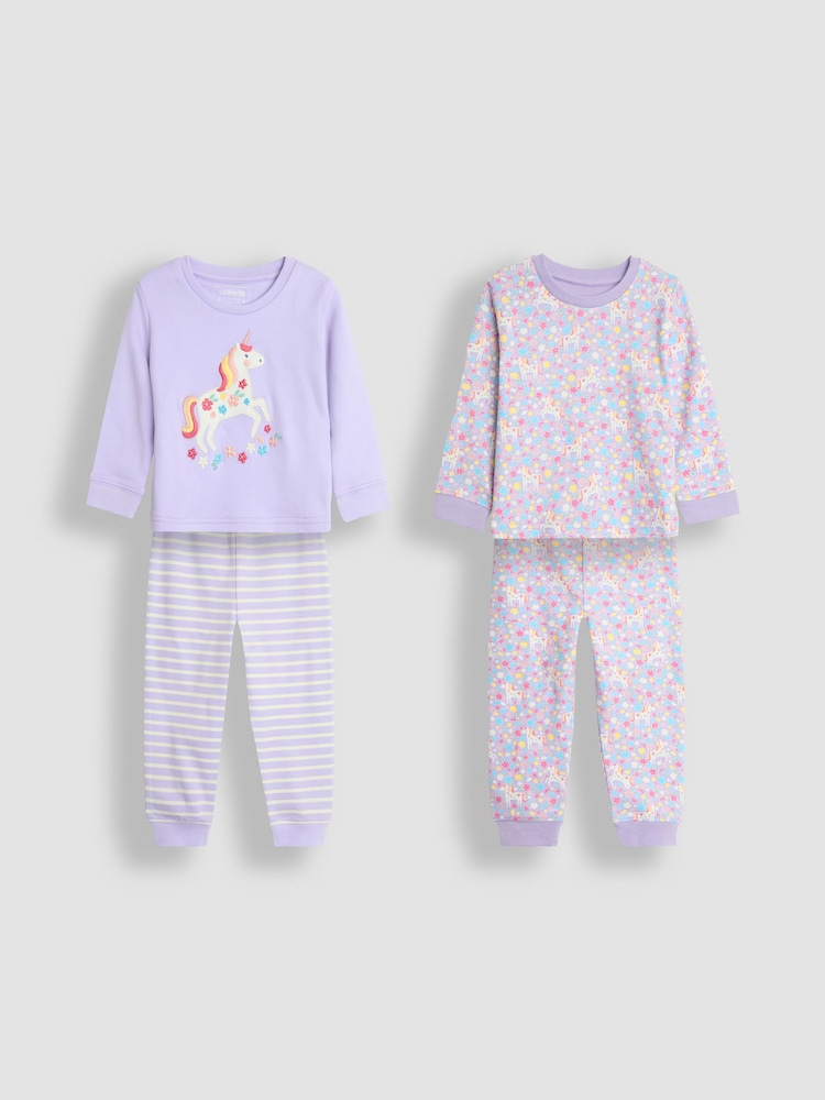 Jojo Maman Bébé Jersey-Pyjamas mit Einhorndesign im 2er-Pack - Bild 1 von 9