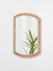 Oliver Bonas Natural Mango Wood Curved Wall Mirror - Image 1 of 4