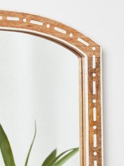 Oliver Bonas Natural Mango Wood Curved Wall Mirror - Image 3 of 4