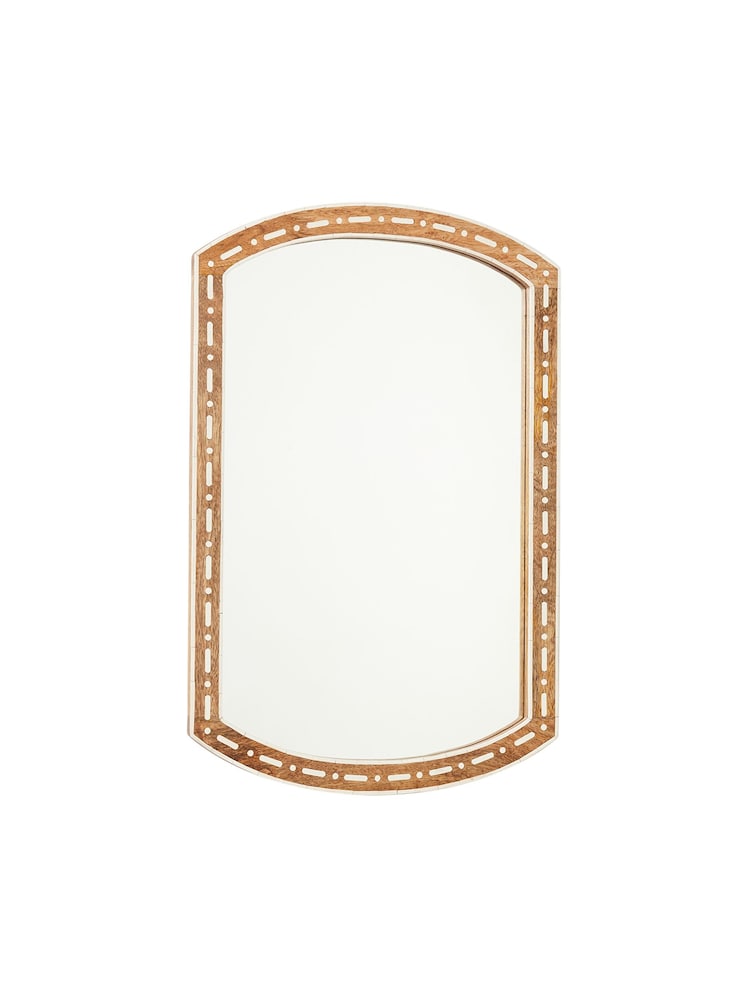 Oliver Bonas Natural Mango Wood Curved Wall Mirror - Image 4 of 4