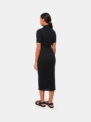 Whistles Black 100% Cotton Shirred Monique Midi Dress - Image 2 of 5