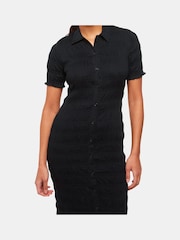 Whistles Black 100% Cotton Shirred Monique Midi Dress - Image 4 of 5