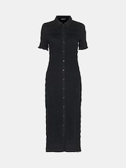 Whistles Black 100% Cotton Shirred Monique Midi Dress - Image 5 of 5