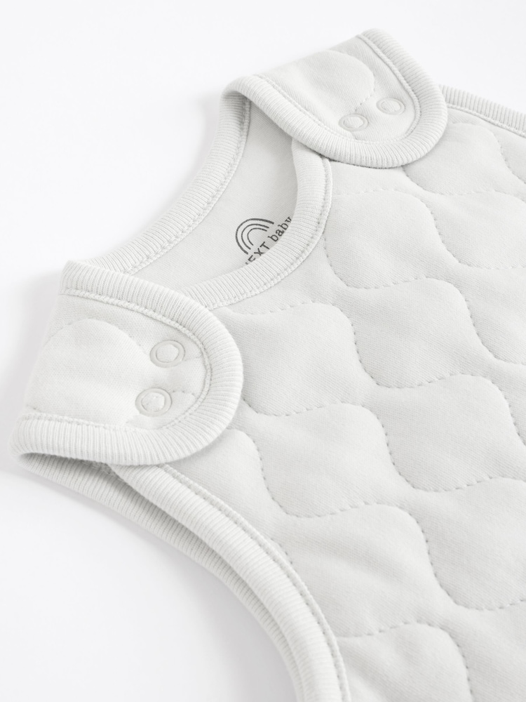 Grey Quilted 2.5 Tog Baby 100% Cotton Sleep Bag - Image 6 of 8
