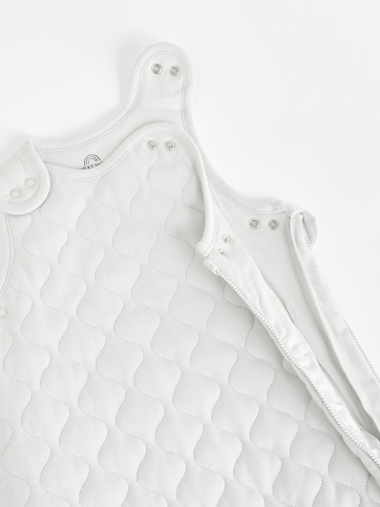Grey Quilted 2.5 Tog Baby 100% Cotton Sleep Bag - Image 7 of 8