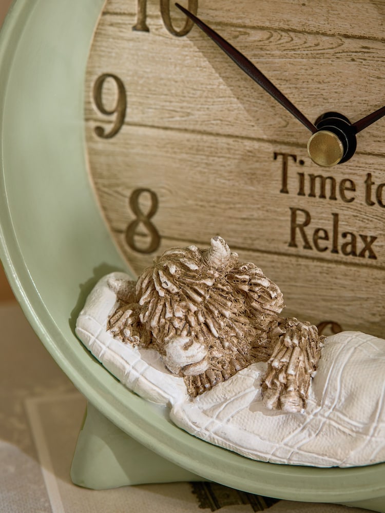 Natural Hamish the Highland Cow Relaxing Mantle Clock - Image 2 of 3