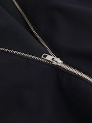 Reiss Navy Serena Textured Cap Sleeve Midi Dress - Image 5 of 5