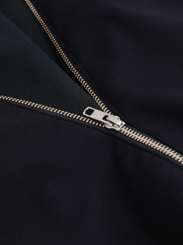 Reiss Navy Serena Textured Cap Sleeve Midi Dress - Image 5 of 5